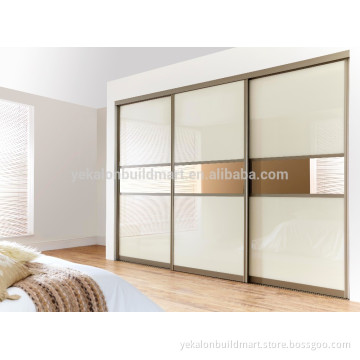 Painting glass door tawny glasses wardrobe with champagne color aluminum frame